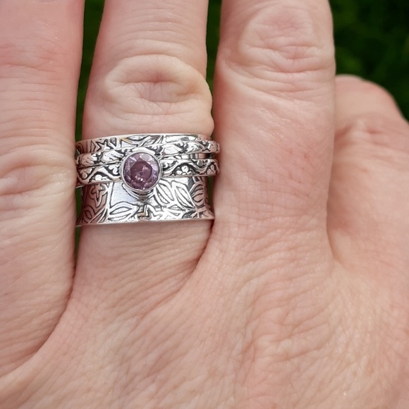 New Pink Topaz 925 Silver Spinner Meditation Ring. - Picture 8 of 8